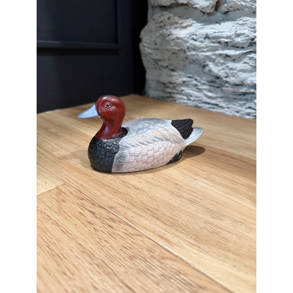 Vintage Ceramic Redhead Duck Figurine Hand Painted Drake Decoy Style Decor 6.5in